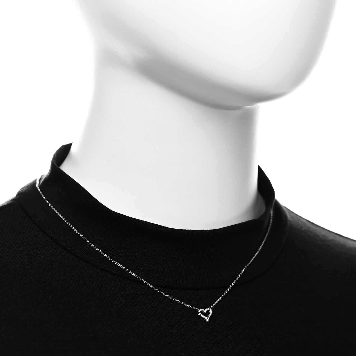 Tiffany Platinum Diamond Extra Mini Heart Pendant Necklace 2 of 7