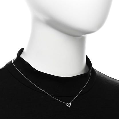 Tiffany Platinum Diamond Extra Mini Heart Pendant Necklace 2 of 7