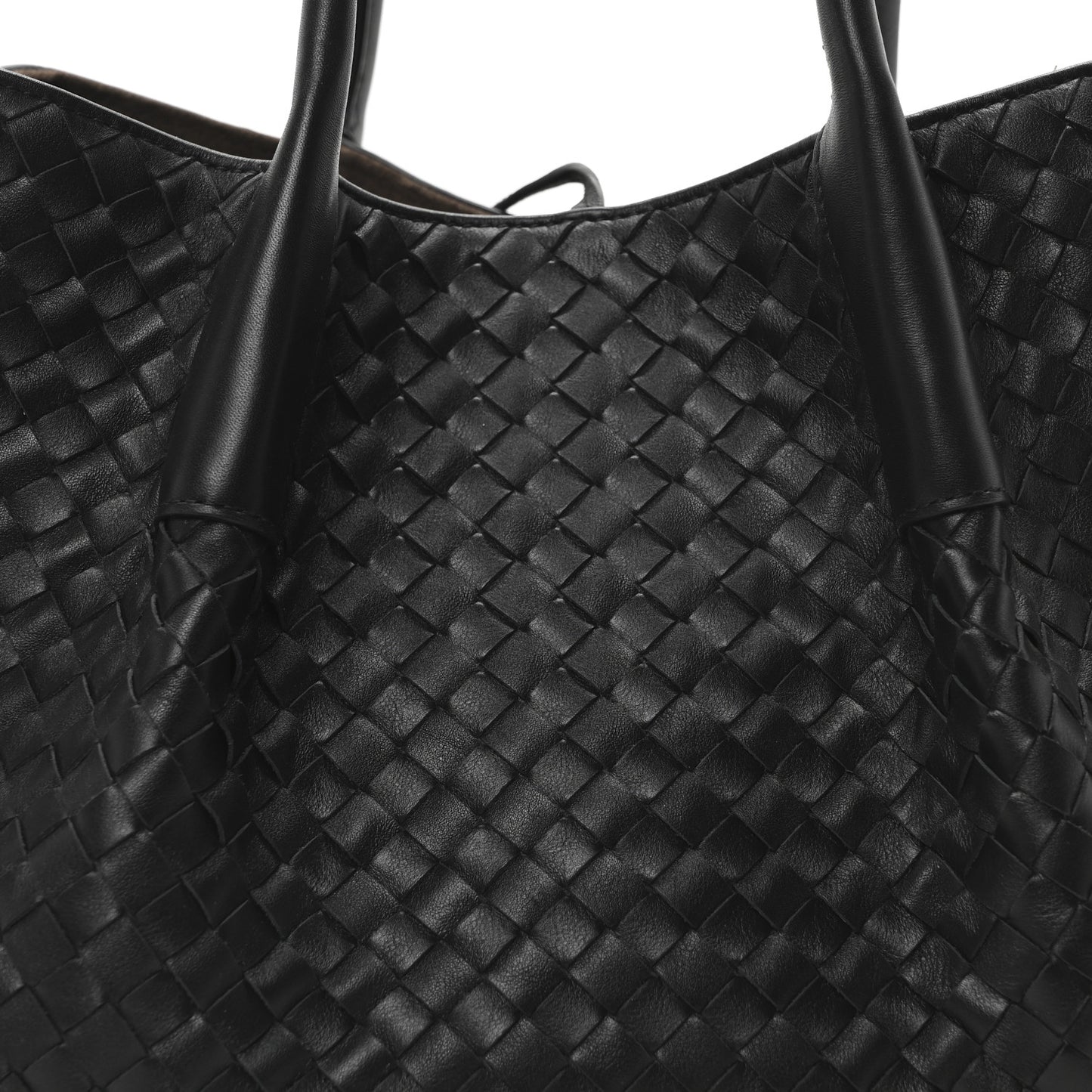 Calfskin Intrecciato Pinacoteca Reversible Tote Black Fondant