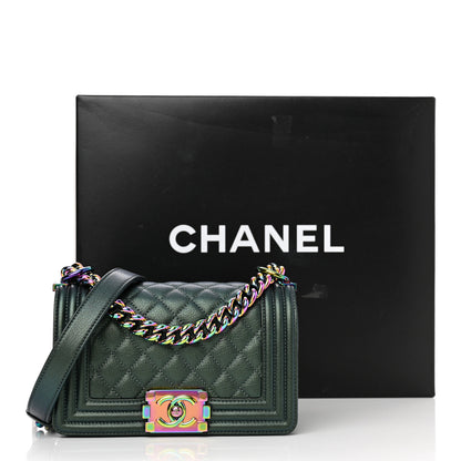 Chanel Iridescent Goatskin Quilted Small Boy Flap Green 11 of 11