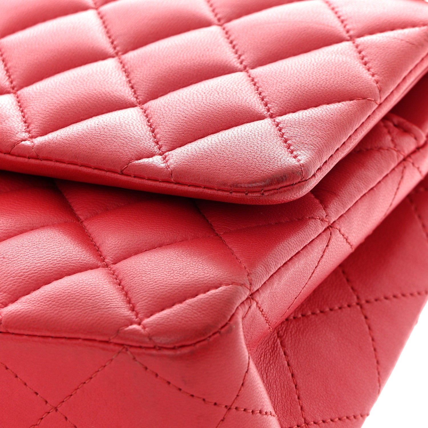 Chanel Lambskin Quilted Medium Double Flap Dark Pink 11 of 16