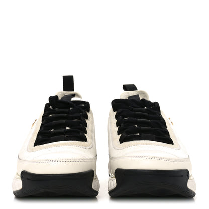 Chanel Velvet Calfskin Mixed Fibers CC Sneakers 37 Ivory Black 3 of 9