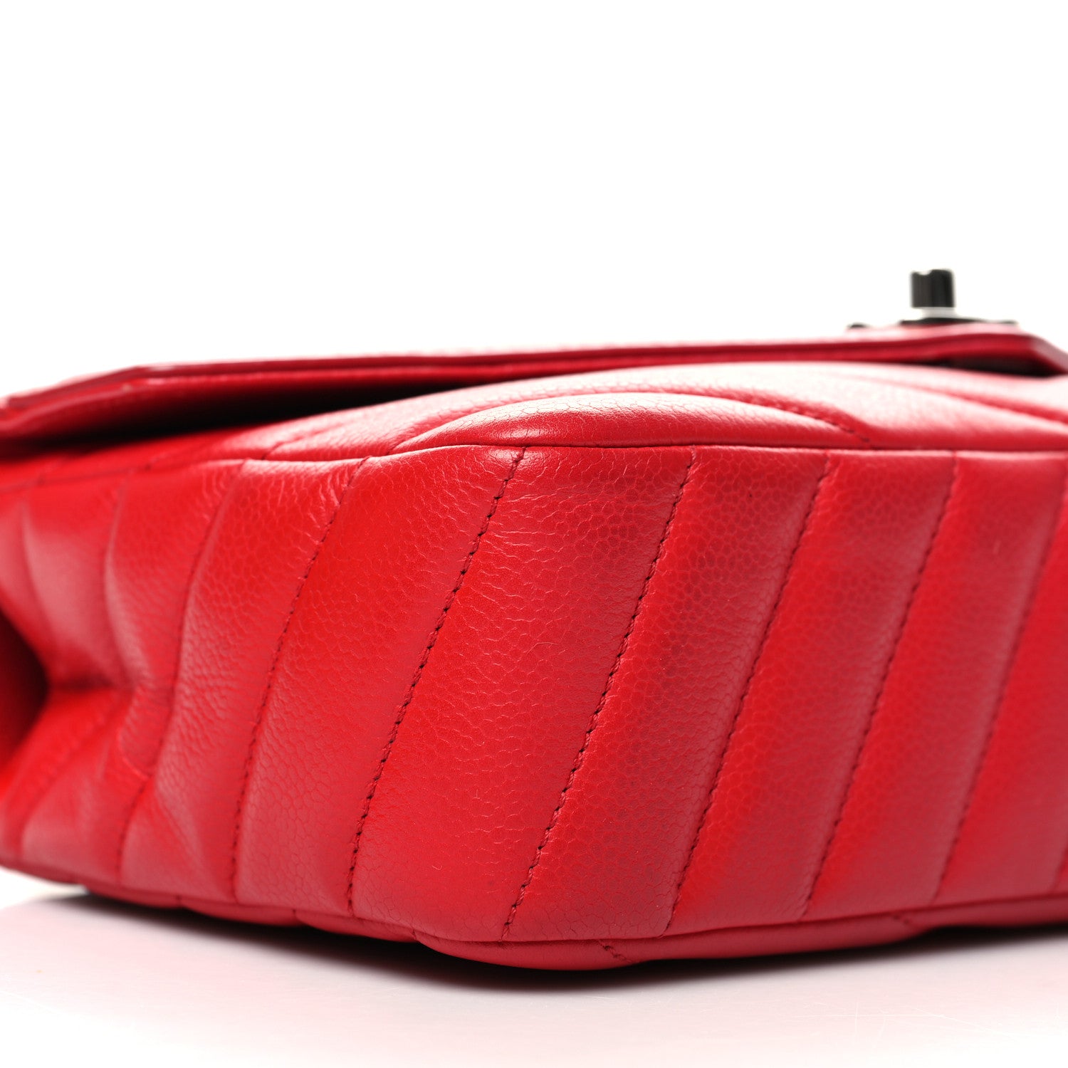 Chanel Caviar Chevron Quilted Single Flap Red 9 of 12