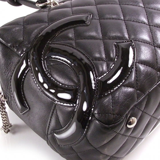 Chanel Calfskin Quilted Large Cambon Bowler Black White 5 of 12