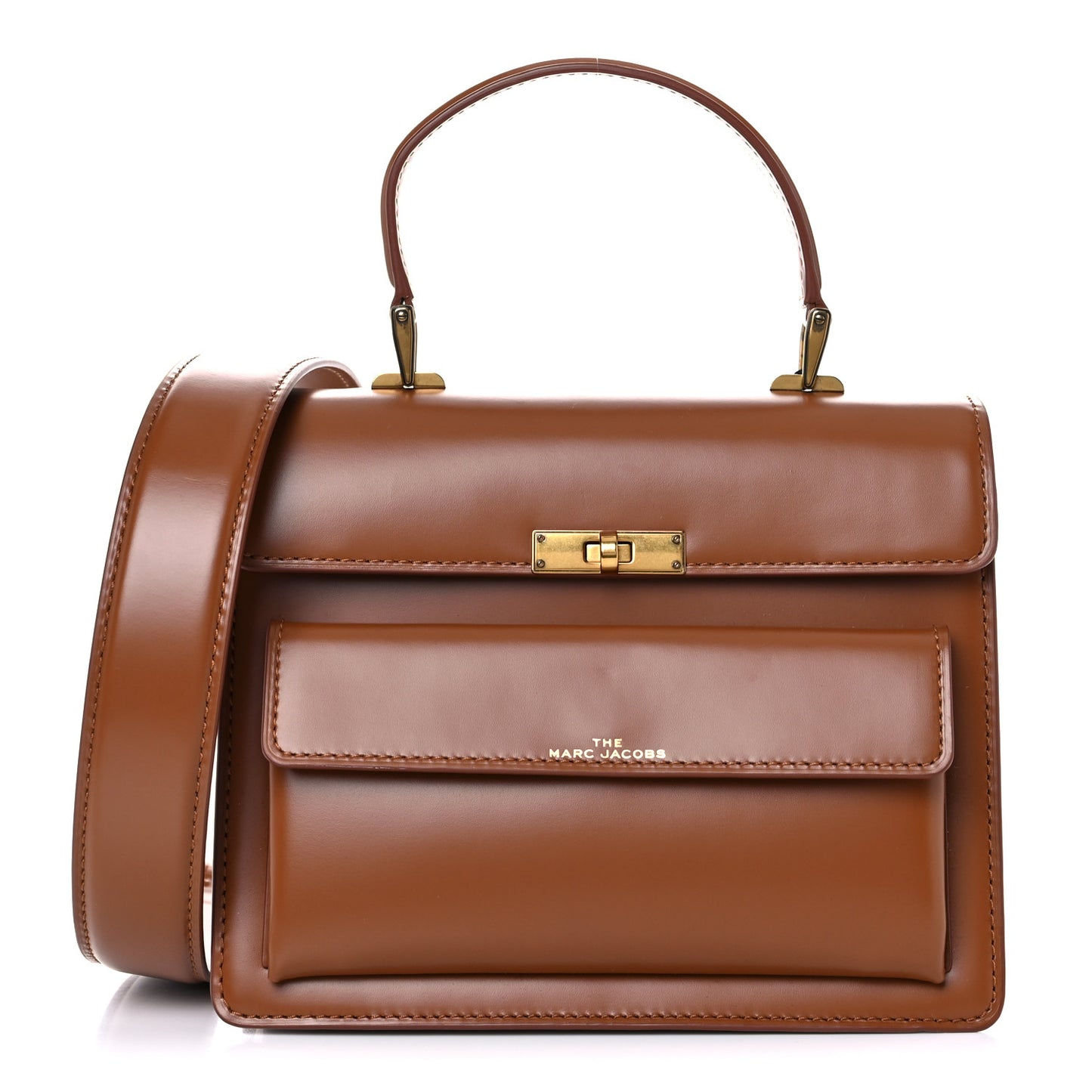 Shiny Calfskin Uptown Shoulder Bag Tan