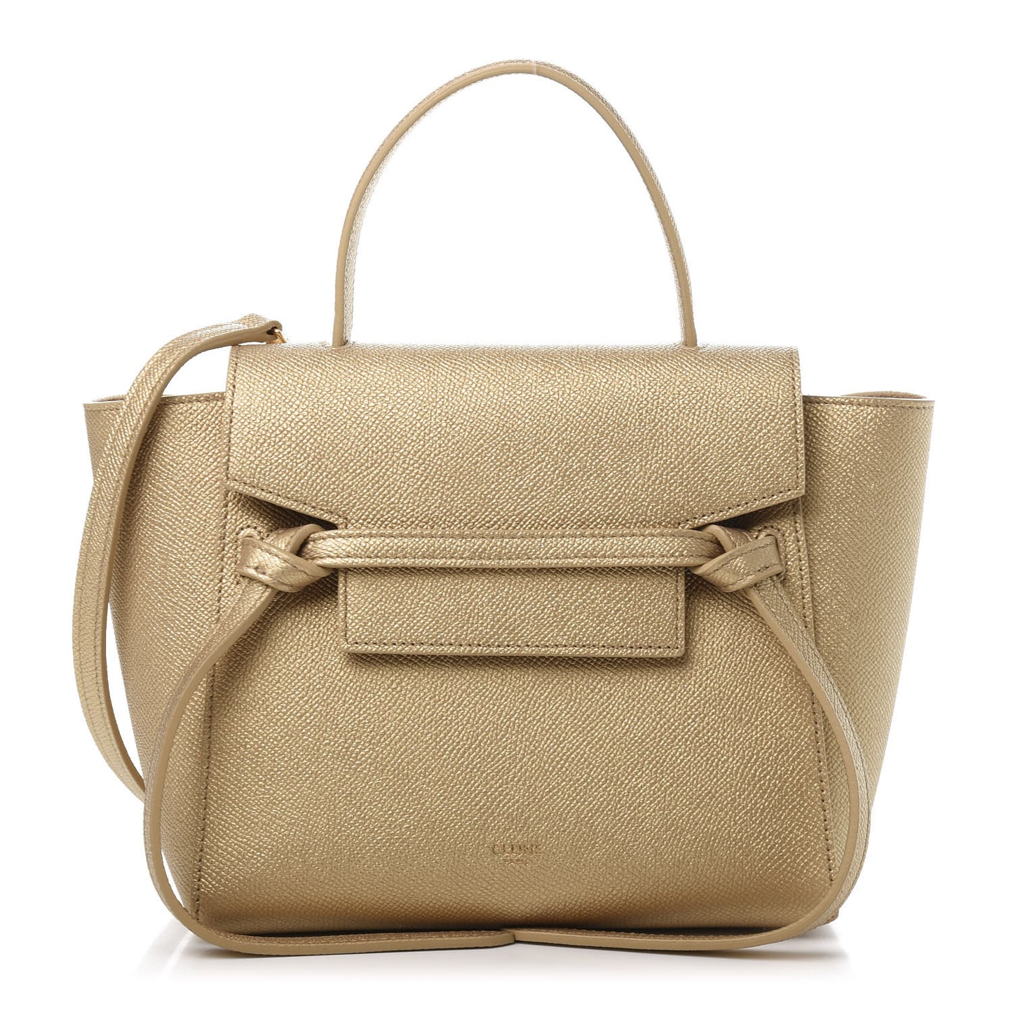 Laminated Calfskin Nano Belt Bag Gold