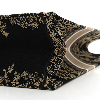 Christian Dior Canvas Embroidered Large Ornamental Cornely Book Tote Black Beige 10 of 14