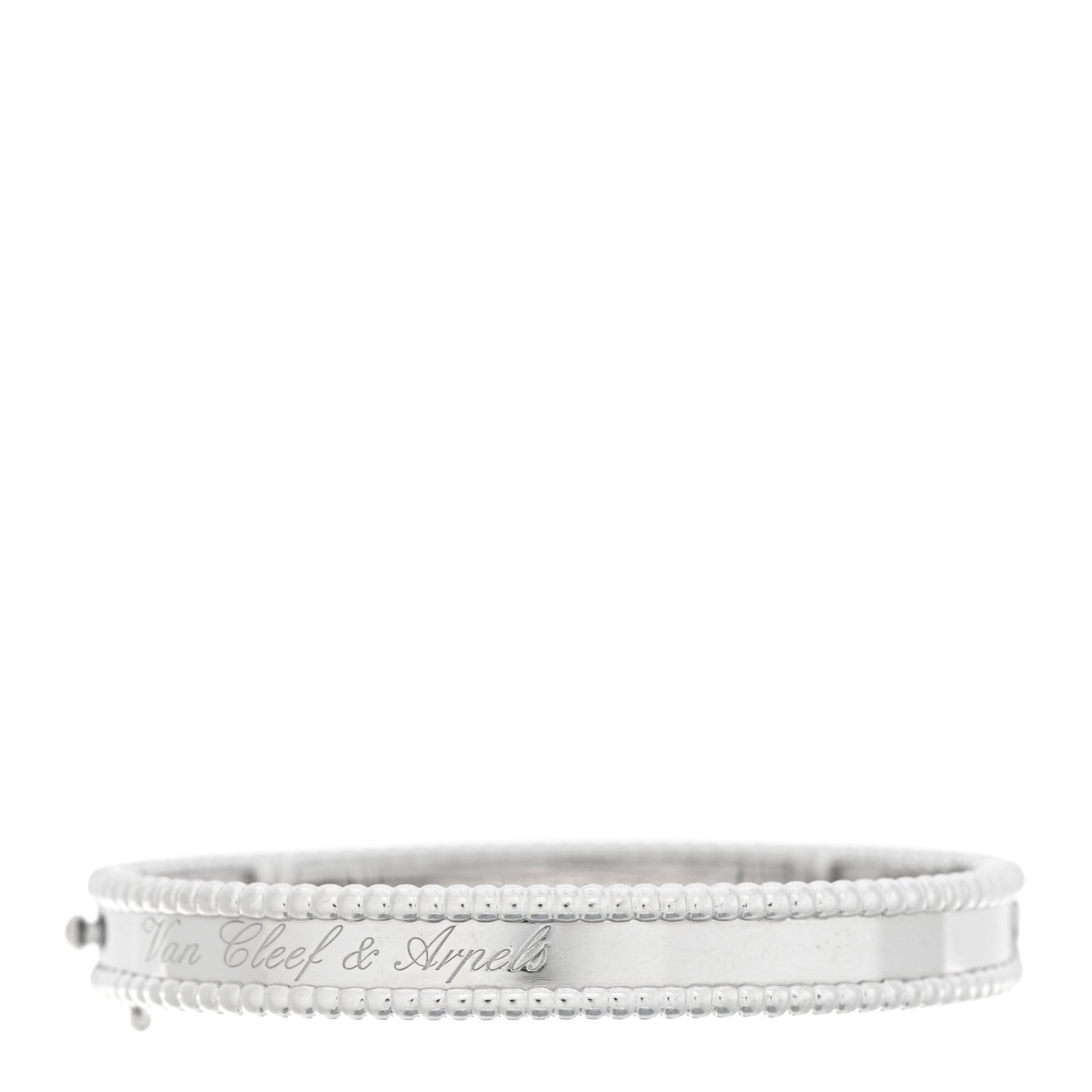 Van Cleef & Arpels 18K White Gold Perlee Signature Bangle Bracelet S 1 of 3