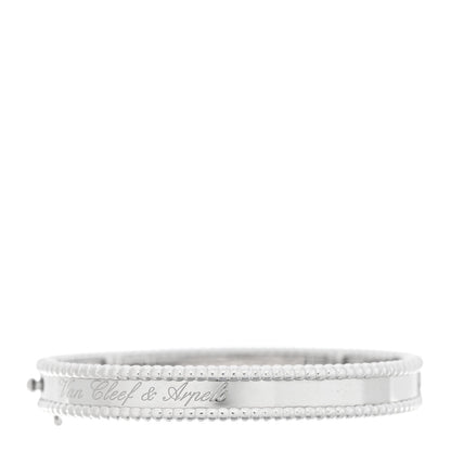 Van Cleef & Arpels 18K White Gold Perlee Signature Bangle Bracelet S 1 of 3