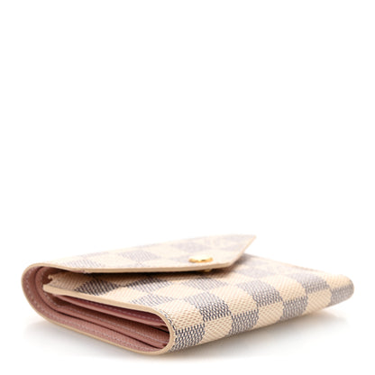 Louis Vuitton Damier Azur Victorine Wallet Rose Ballerine 4 of 9