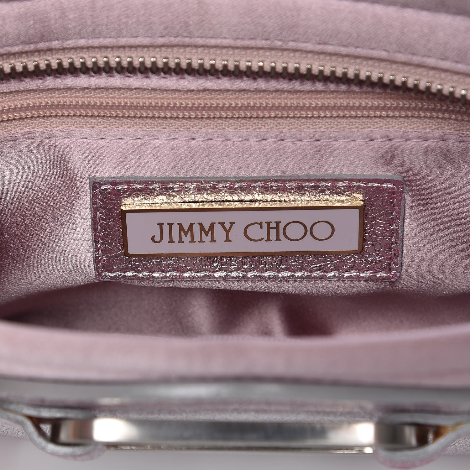 Jimmy Choo Satin Metallic Calfskin Tulita Clutch Pink 6 of 9