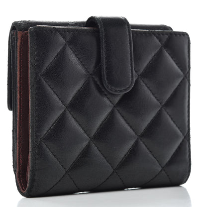 Chanel Lambskin Quilted Compact French Flap Wallet Black 3 of 8