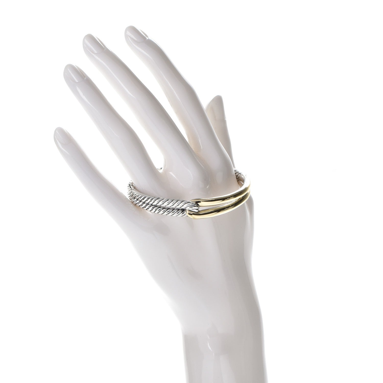 David Yurman Sterling Silver 18K Gold 10mm Single Loop Labyrinth Bracelet 2 of 5
