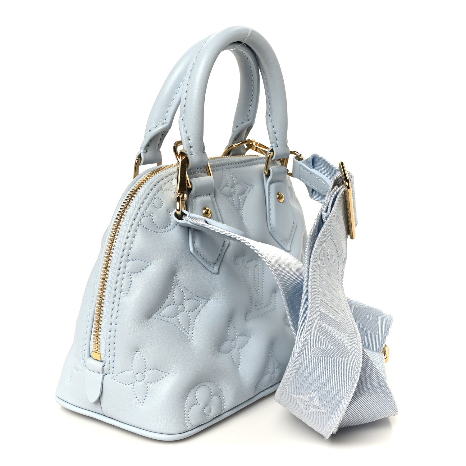 Louis Vuitton Calfskin Bubblegram Alma BB Ice Blue 3 of 9