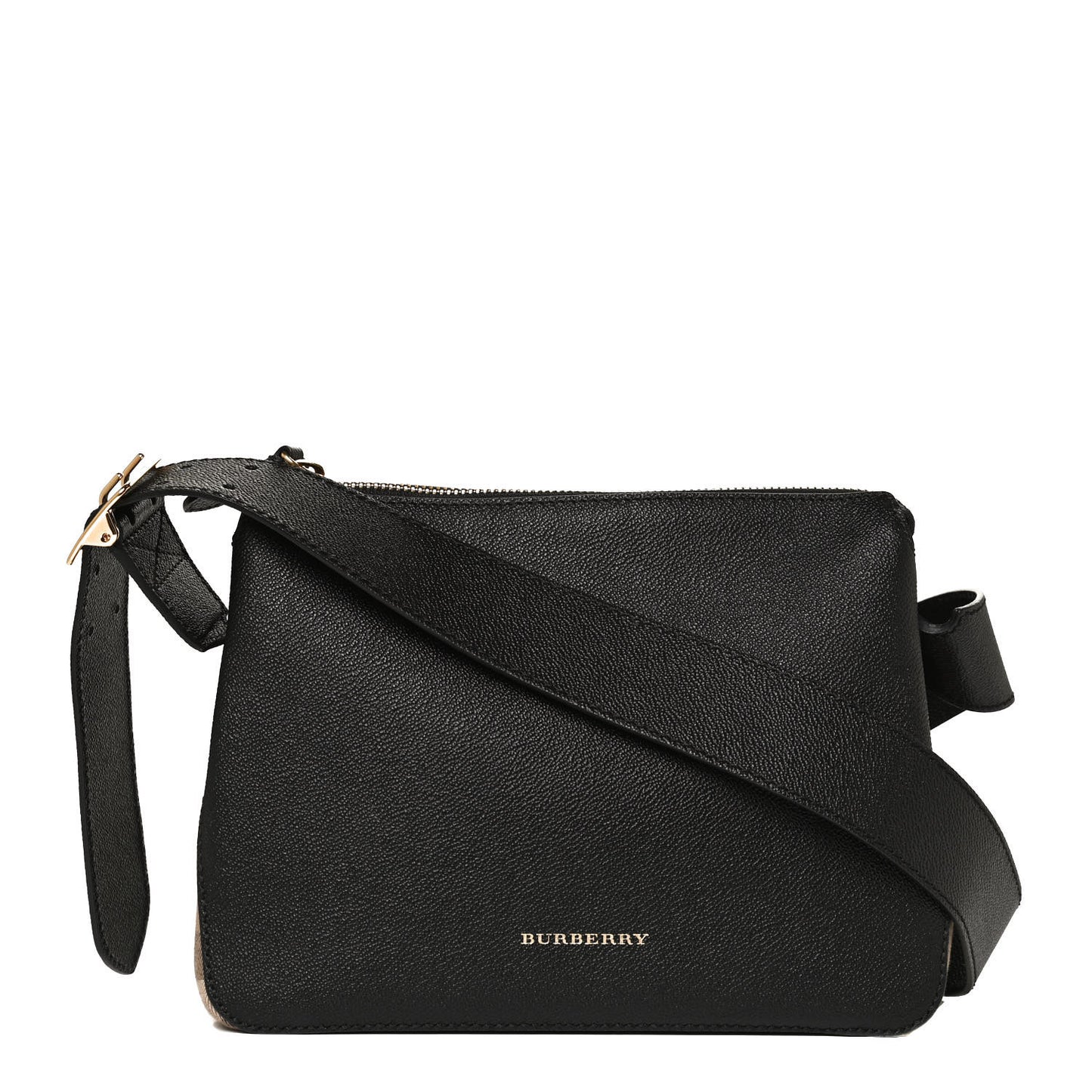 Soft Grain Calfskin House Check Small Helmsley Crossbody Black