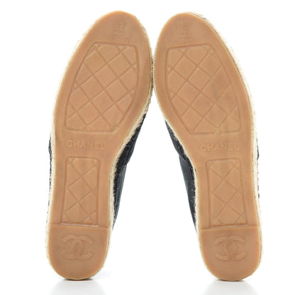 Chanel Canvas Quilted CC Espadrilles 37 Black 5 of 12