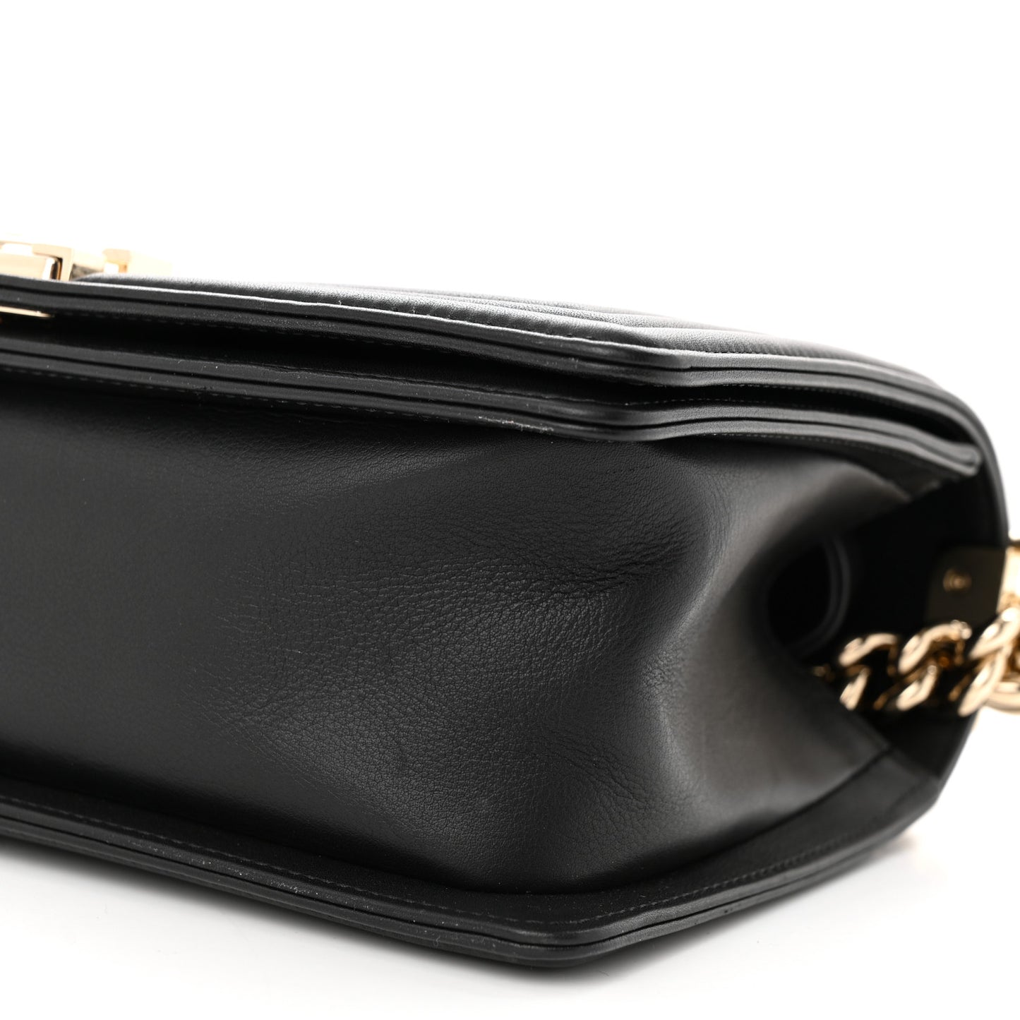 Lambskin Chevron Quilted Medium Boy Flap Black