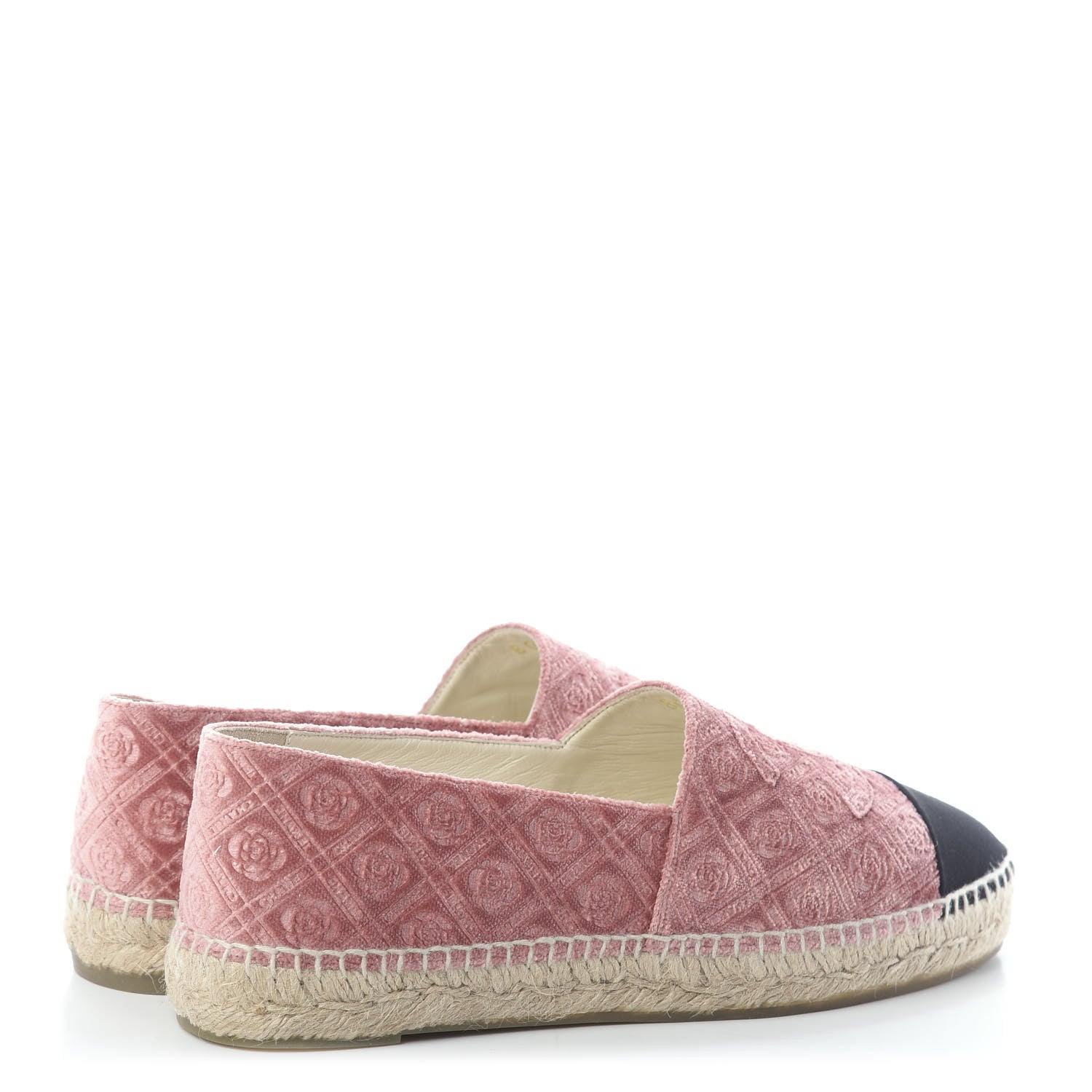 Chanel Velvet Grosgrain Quilted Camellia CC Espadrilles 42 Pink Black 4 of 7