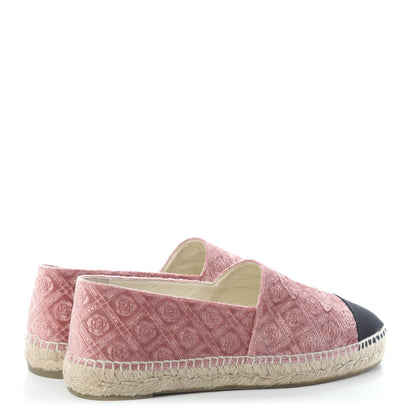 Chanel Velvet Grosgrain Quilted Camellia CC Espadrilles 42 Pink Black 4 of 7