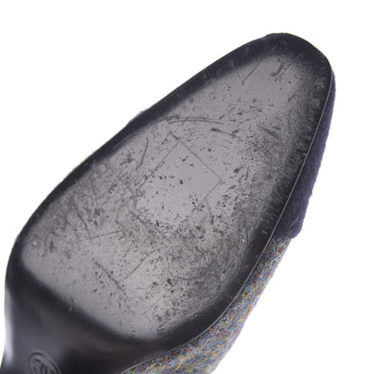 Chanel Wool Cap Toe CC Slingback Pumps 38 Black Dark Grey 12 of 13