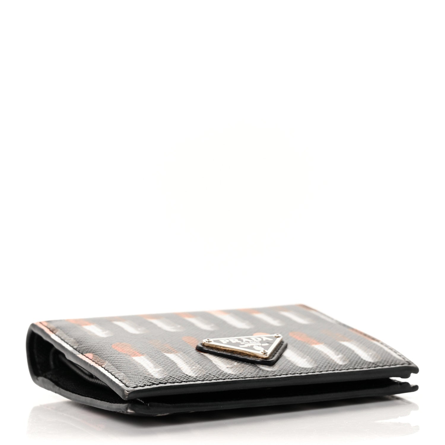 Prada Saffiano Lipstick Print Bi-Fold Wallet Black 4 of 12