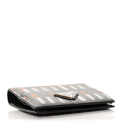 Prada Saffiano Lipstick Print Bi-Fold Wallet Black 4 of 12
