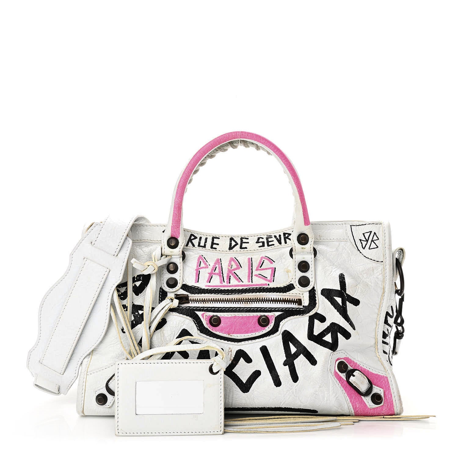 Balenciaga Agneau Graffiti All Over Classic Hardware S City White Multicolor 1 of 12