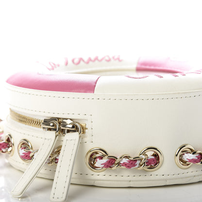 Chanel Lambskin Coco Lifesaver Round Bag Pink White 6 of 8
