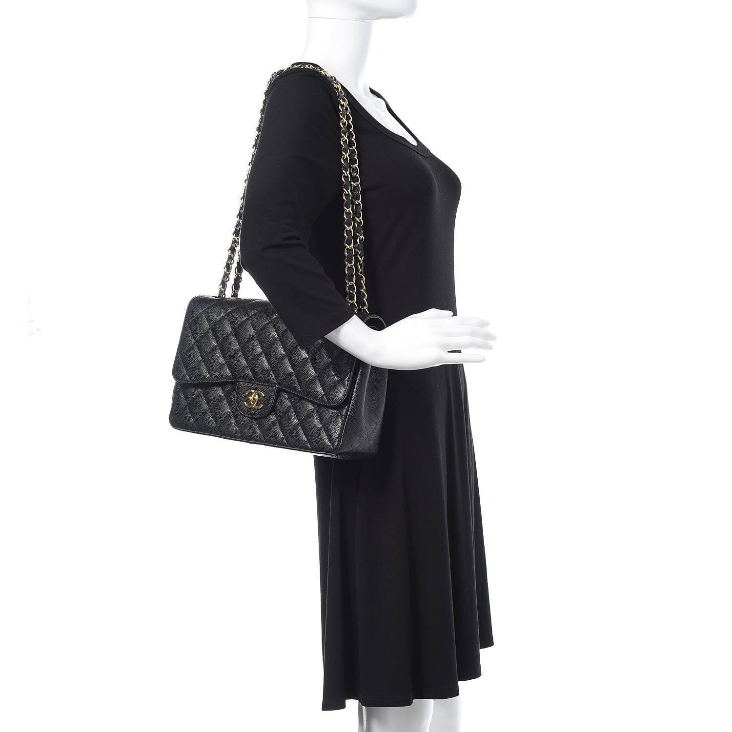 Chanel Caviar Quilted Jumbo Double Flap Black 2 of 11