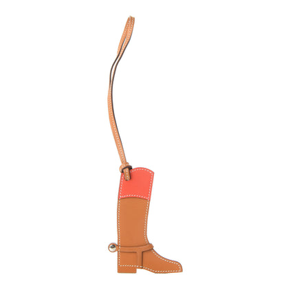 Hermes Butler Swift Paddock Botte Boot Bag Charm Natural Capucine 1 of 4