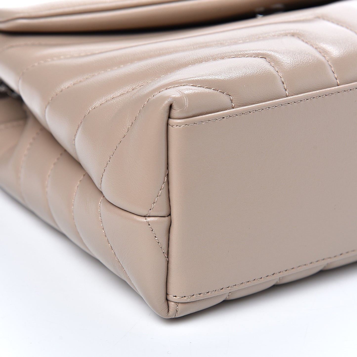 Calfskin Y Quilted Monogram Small Loulou Chain Satchel Nude Powder