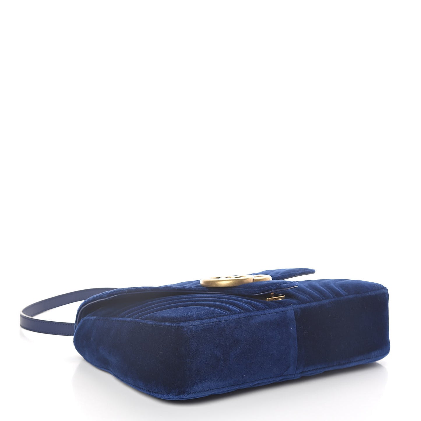 Velvet Matelasse Medium GG Marmont Shoulder Bag Cobalt Blue