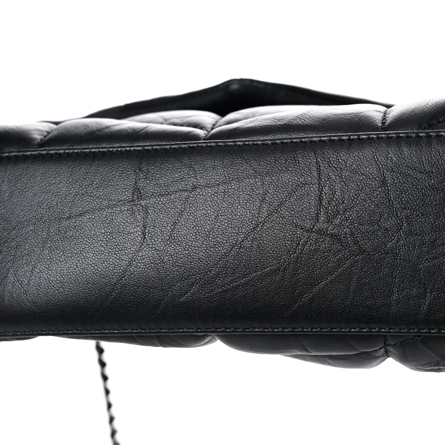 Calfskin Quilted Toy Loulou Puffer Monogram Monochrome Chain Satchel Black