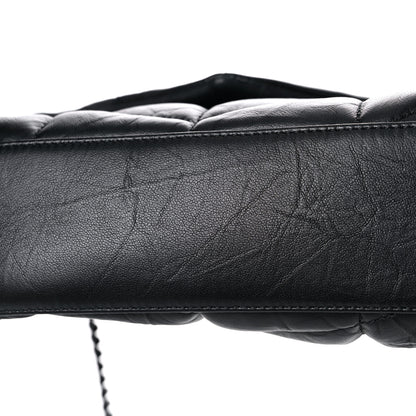Saint Laurent Calfskin Quilted Toy Loulou Puffer Monogram Monochrome Chain Satchel Black 16 of 19