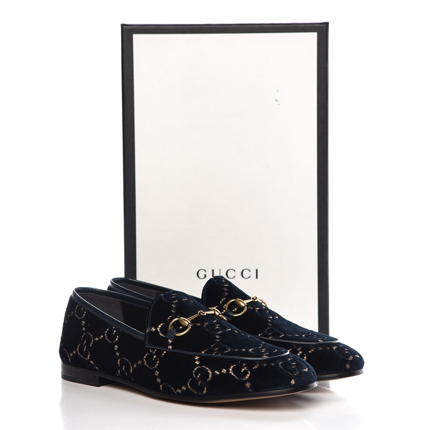 Velvet GG Monogram Horsebit Womens Jordaan Loafers 40.5 Blue Beige