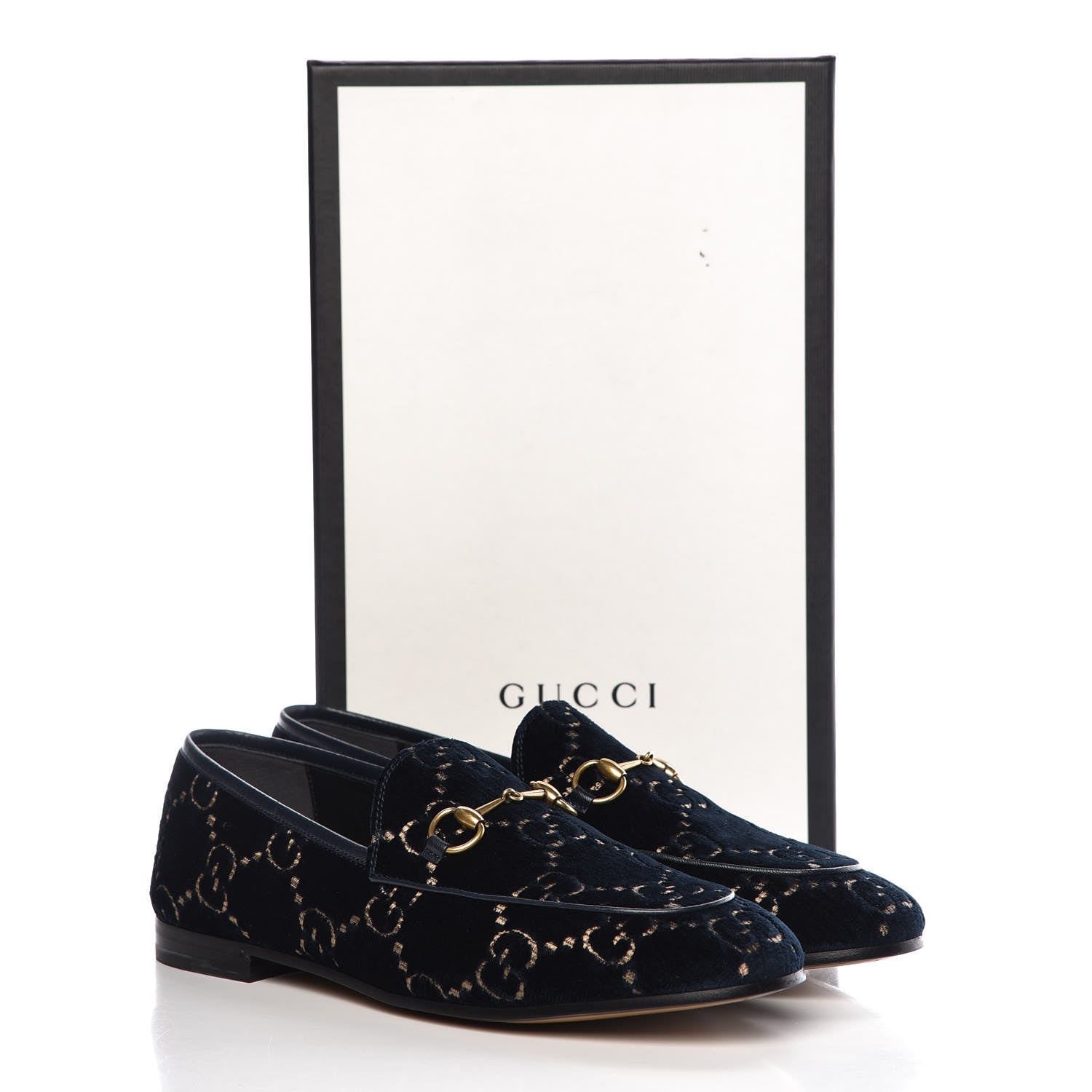Gucci Velvet GG Monogram Horsebit Womens Jordaan Loafers 40.5 Blue Beige 9 of 9