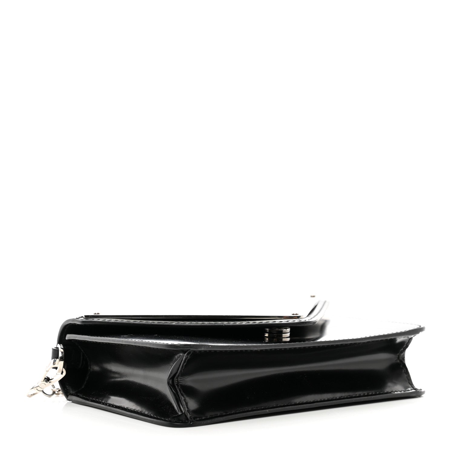 Prada Spazzolato Triangle Logo Plate Flap Chain Crossbody Bag Black 4 of 9