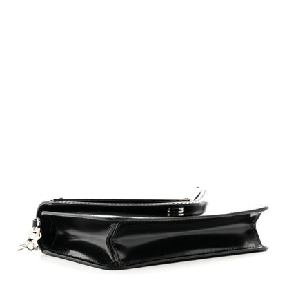 Prada Spazzolato Triangle Logo Plate Flap Chain Crossbody Bag Black 4 of 9