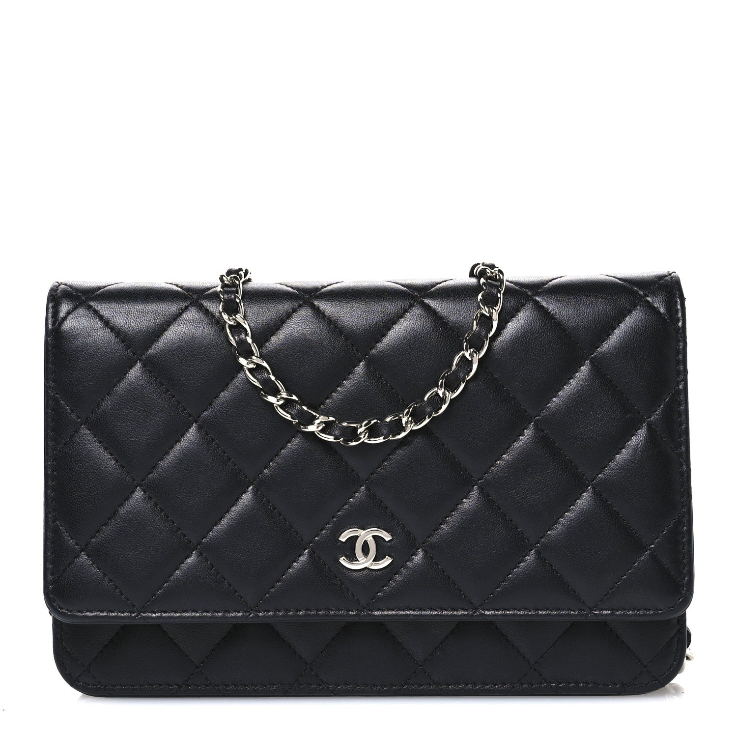 Chanel Lambskin Quilted Wallet On Chain WOC Black 1 of 12