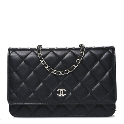 Chanel Lambskin Quilted Wallet On Chain WOC Black 1 of 12