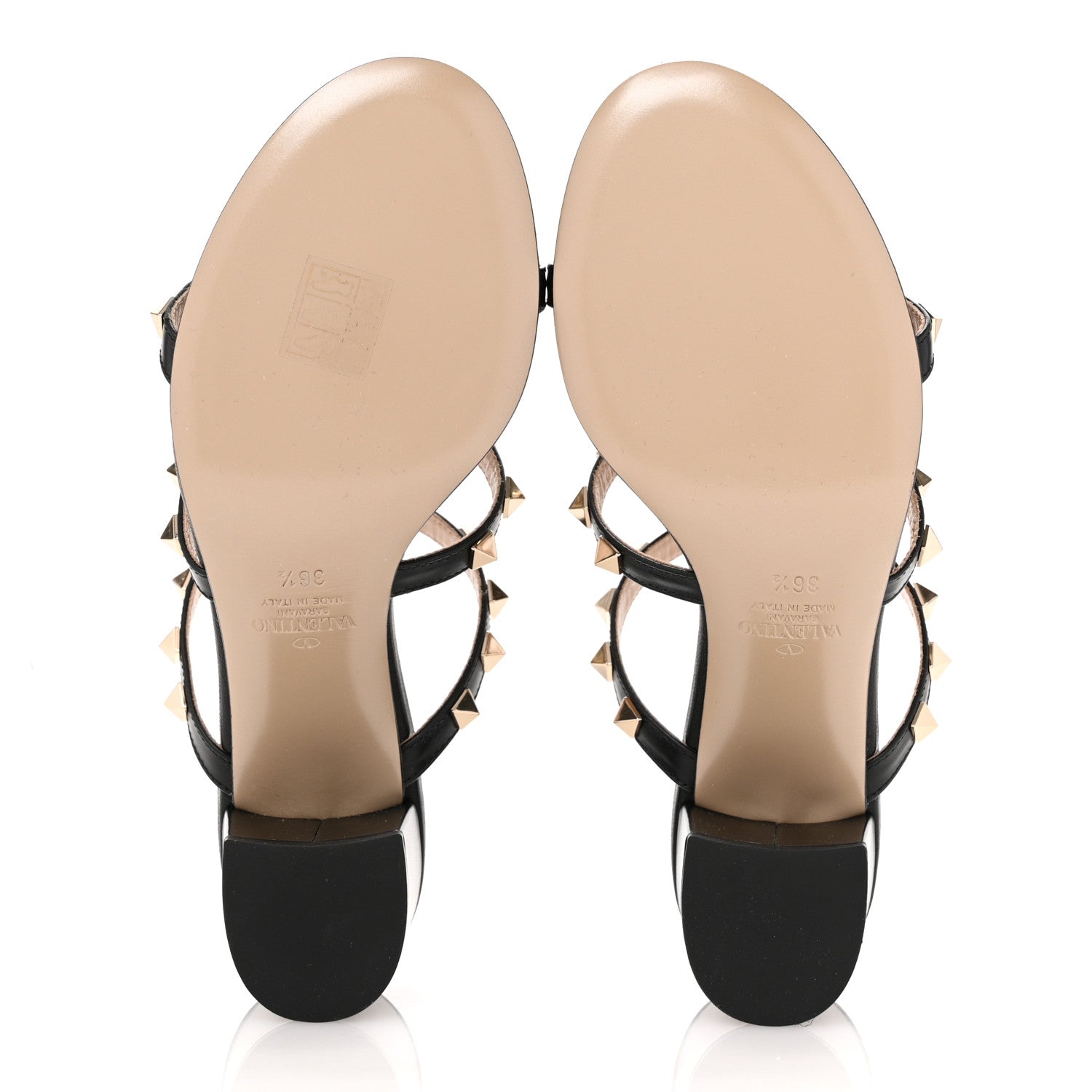 Valentino Garavani Calfskin Rockstud 60mm Caged Slide Sandals 36.5 Black 6 of 10