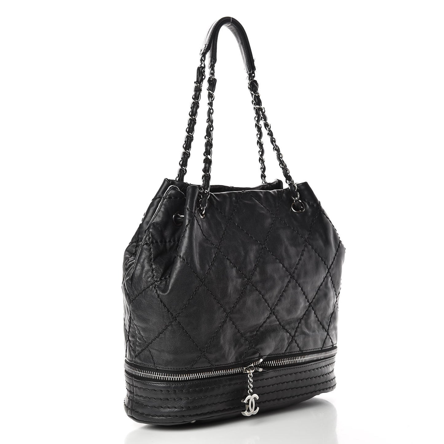 Lambskin Expandable Tote Black