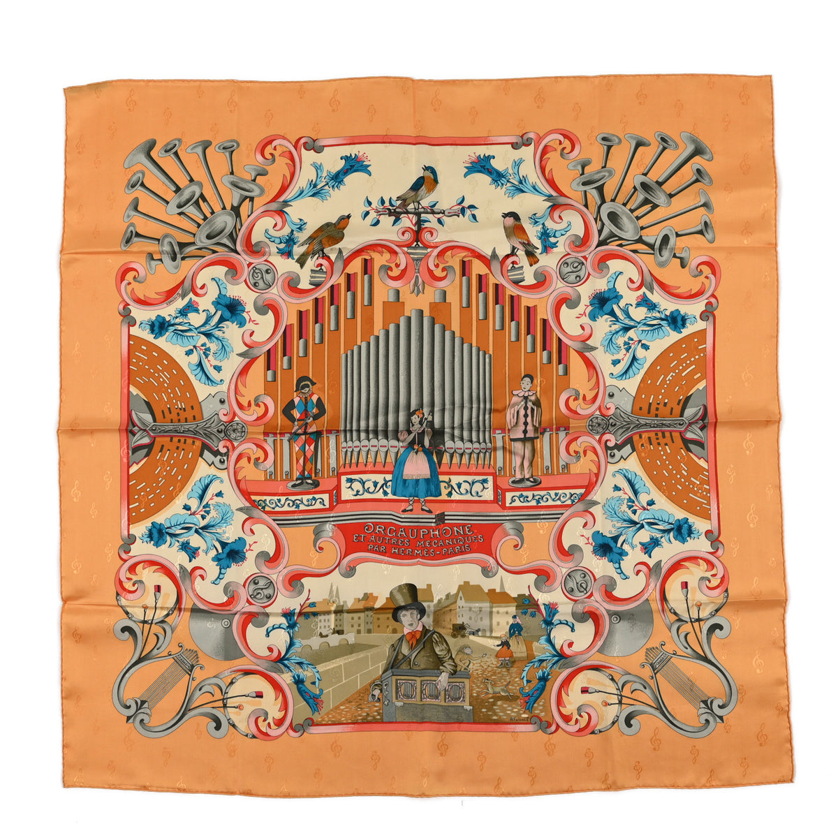 Hermes Silk Orgauphone Et Autres Mecaniques Scarf 90 1 of 3