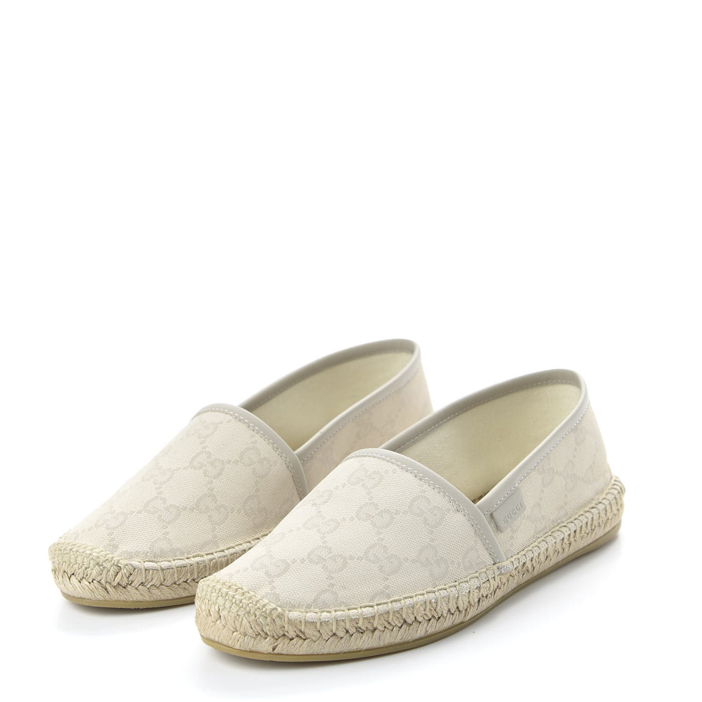 Washed Cotton Miro Soft Calfskin GG Monogram Espadrilles 35 White Mystic White