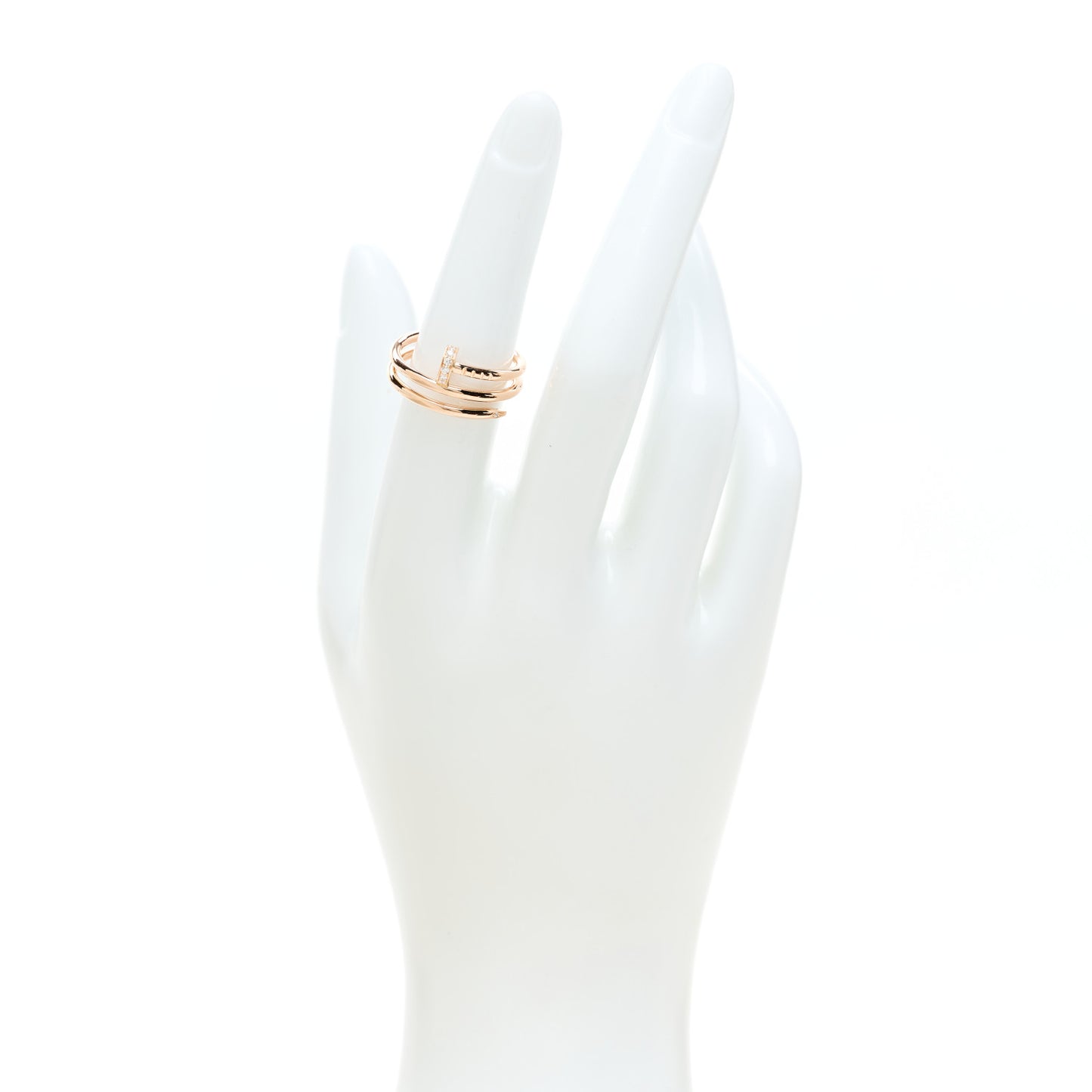 18K Pink Gold Diamond Double Juste Un Clou Ring 53 6.25