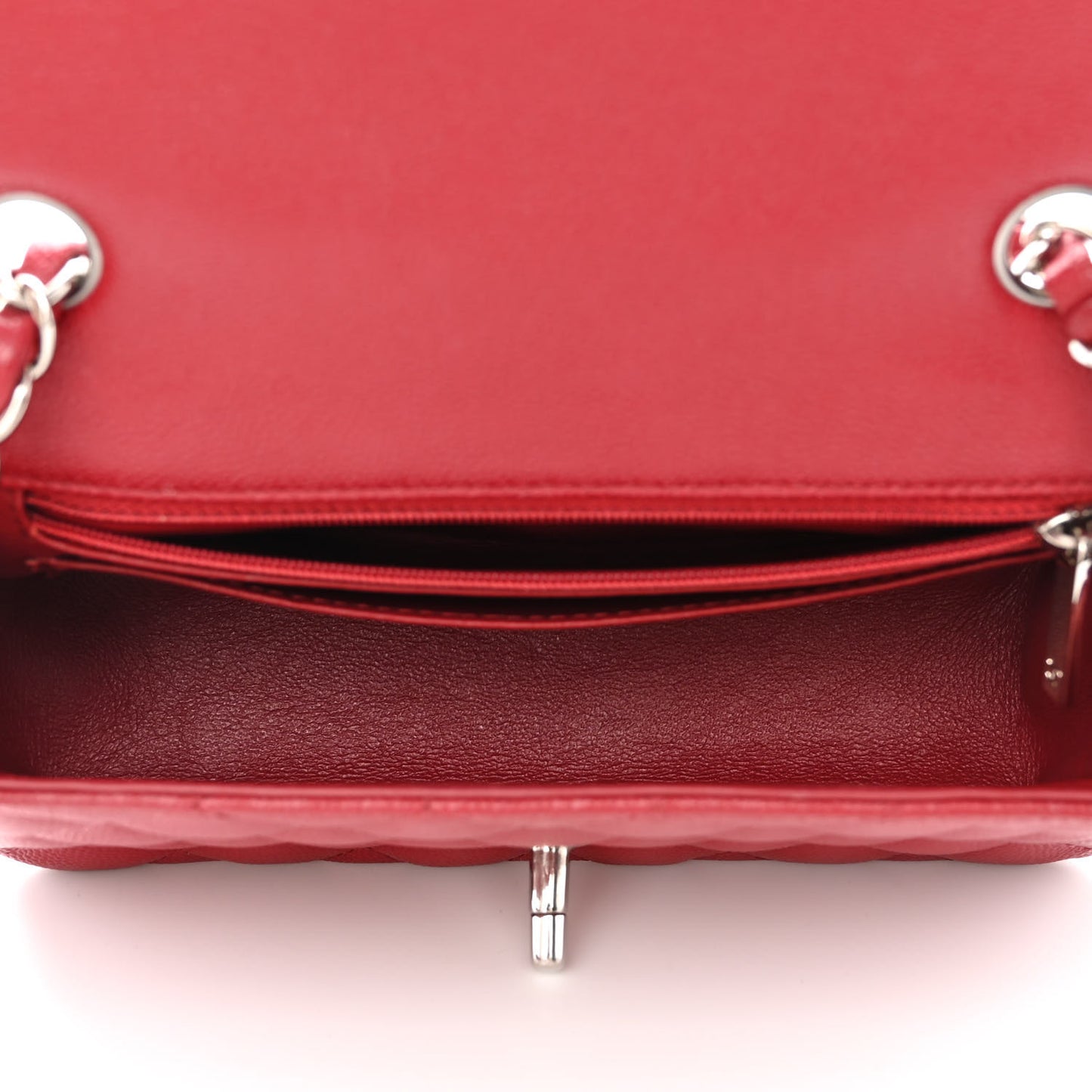 Caviar Quilted Mini Rectangular Flap Red