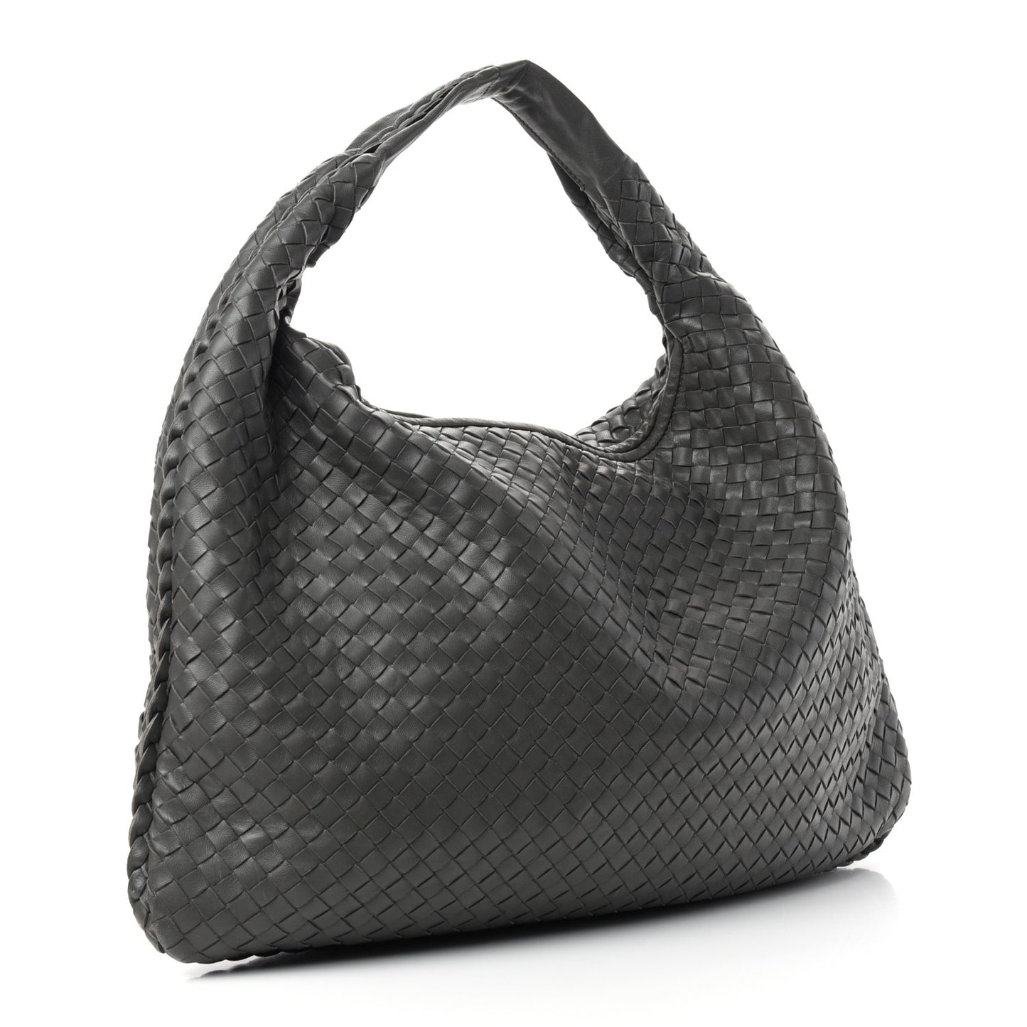 Nappa Intrecciato Large Veneta Hobo Light Grey