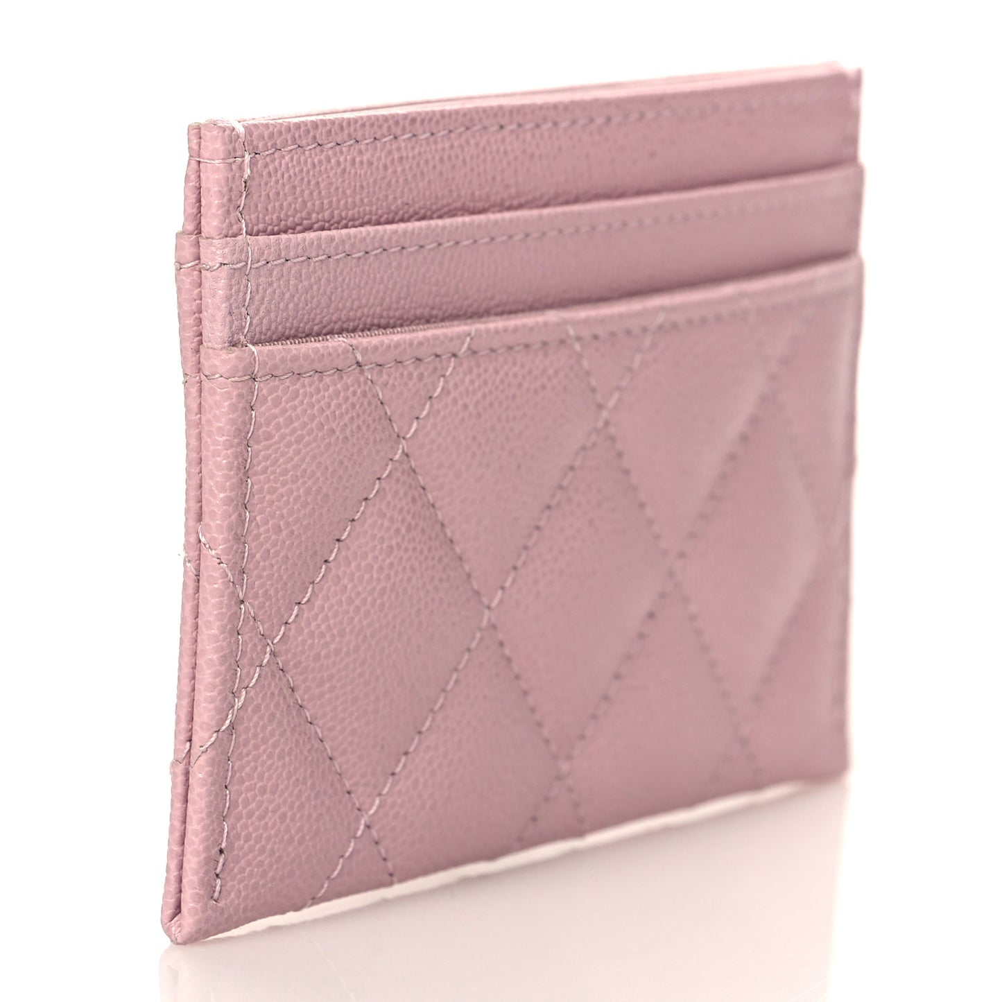 Caviar Quilted Studded CC Card Holder Light Pink