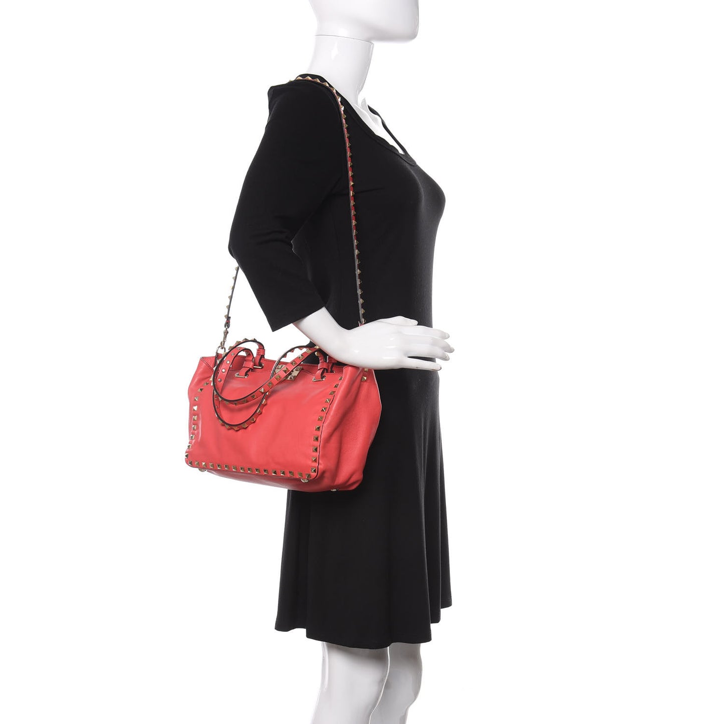 Vitello Small Rockstud Tote Pop Fuxia