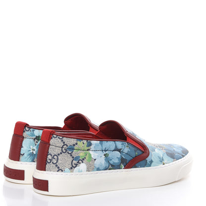 Gucci GG Supreme Monogram Blooms Womens Slip On Sneakers 35.5 Beige Blue Navy Red 4 of 10